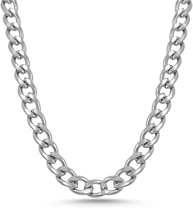Saizen Silver Plated Stainless steel indian polised chain Necklace for Men and Boys