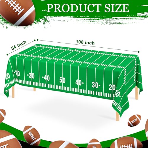 Image of WNINK 4 Pack Football Tablecloths Party Decorations, Plastic Table Cover for Football Themed Birthday Party Football Games Decorations - 54 X 108 Inch