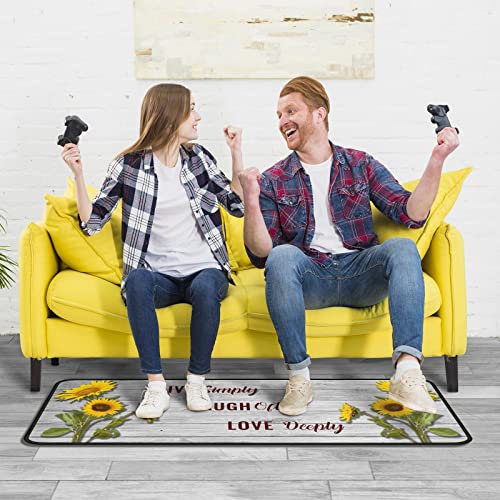 2Pcs Sunflower Kitchen Rugs Non Skid Set Of 2 Sunflower Mats For Cooking Non Slip Waterproof Standing Kitchen Runner Mats 17”X30”+17”X47” #TOP5