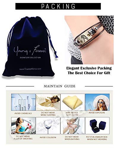 Image of Young & Forever Zodiac Sign Multi-Strand Genuine Leather Bracelet for Men & Boys - Adjustable Tribal Wristband with Antique Metal Charm