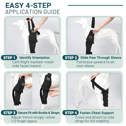 Image of Dog Elbow Protector Brace, Dog Leg Sleeves Anti-Licking for Arthritis, Hygroma, Pressure Sores, and Calluses, Dogs Elbows Pads & Shoulder Brace for Elbow Dysplasia and Injury Recovery, Left L