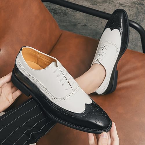 Men's Leather Brogue Wingtip Lace-Up Oxford Shoes Open-Vamp Low-Top Business Dress Shoes Comfortable Outdoor Fashion Sport Shoes4