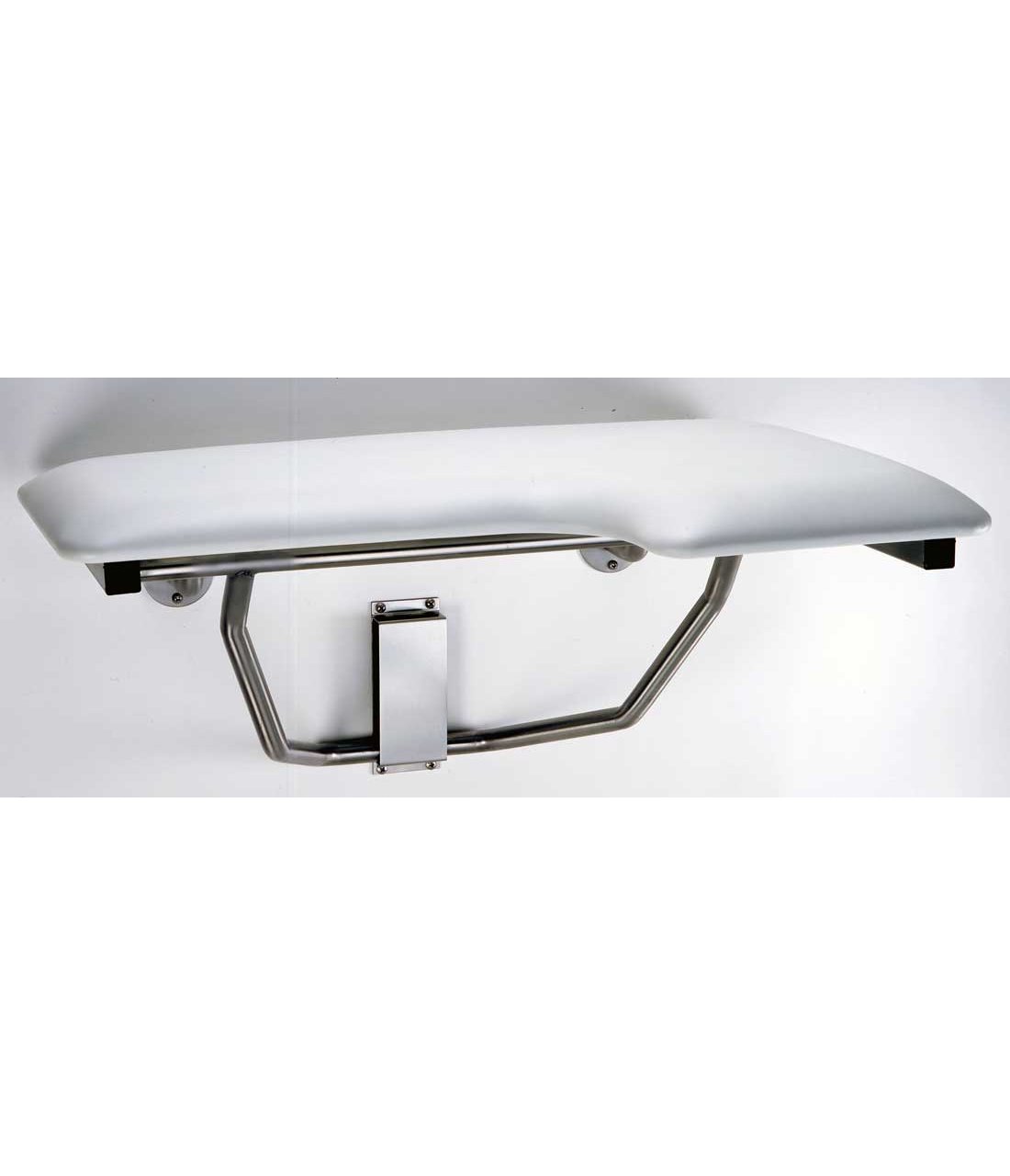 Bobrick 517 Polyurethane Right Hand Folding Shower Naugahyde Seat with Padded Cushion, 32-7/8" Width x 22-11/16" Projection, White