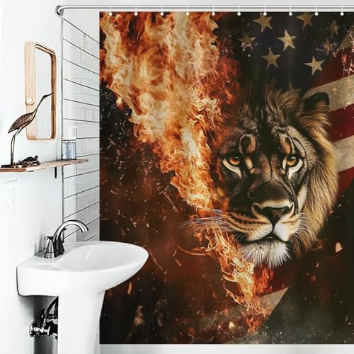 Rideau de douche lion abstrait lavable 183x183 cm avec crochets