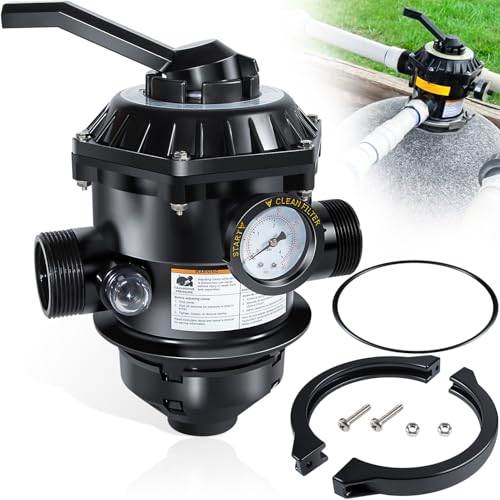 E-cowlboy 262506 1-1/2-Inch 6-Way Clamp Style Multiport Valve Top Mount for Tagelus/Sta-Rite Cristal-Flo II/Meteor/Sand Dollar/StarBright Pool and Spa Sand Filter Black