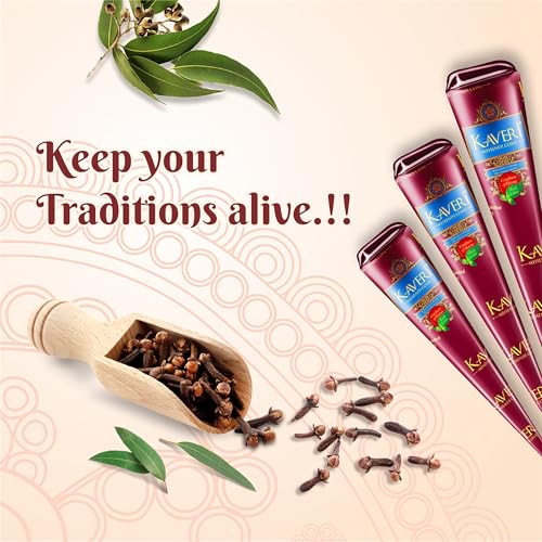 Image of Kaveri Mehendi Cone Natural Henna For Hand Design And Temporary Tattoos (3 Box = 36 Cone)