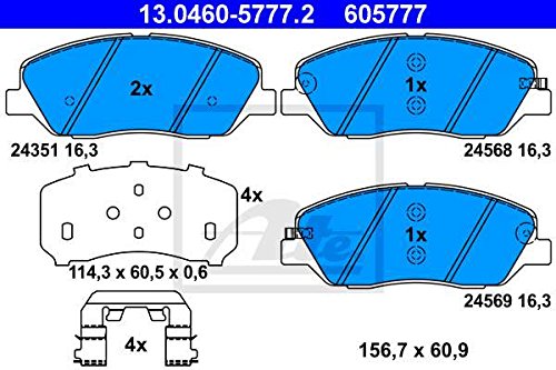ATE 13.0460-577.2 komplet klocków hamulcowych, hamulec tarczowy