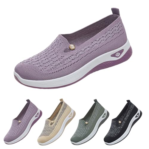 Zapatillas Ortopédicas Mujer Zapatos sin Cordones Ortopedicos Zapatos Casual Comodos Ligeros Moda Sandalias Palas Transpirables Antideslizantes Zapatillas Malla Deporte Caminar Senderismo Running