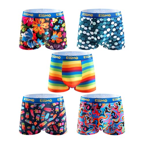 5-Pack Men's Colourful Boxer Briefs Breathable Underwear Trunks Summer Under Panties
