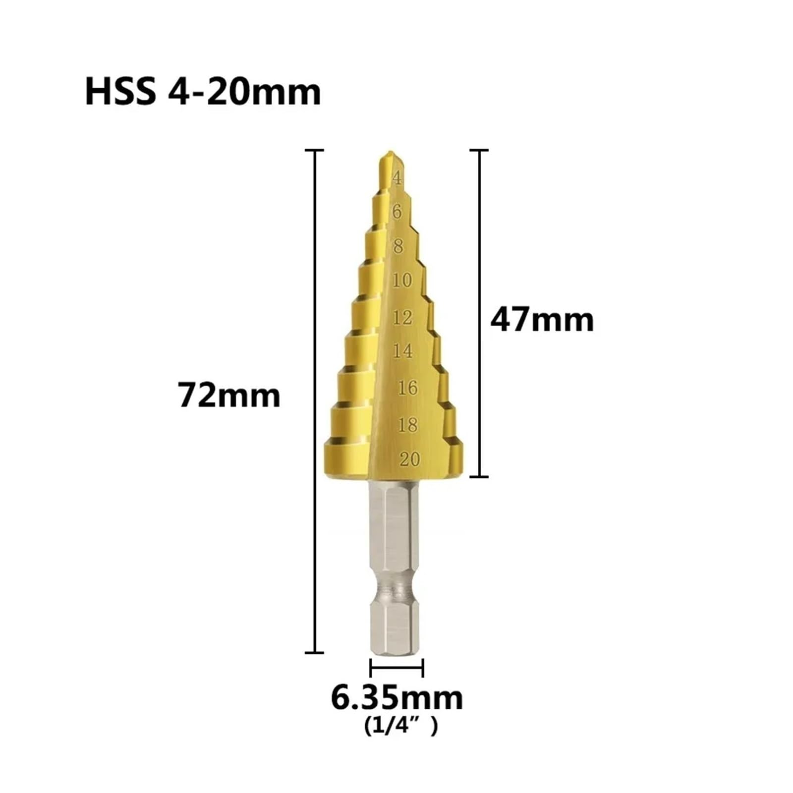 1 szt./3 ./4 Wiertło stopniowe 3-13 4-12 4-20 4-32 mm HSS powlekane tytanem drewno metal otwór stożkowy wiertło metalowe wiertła(4pcs)