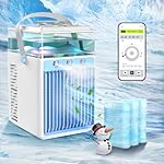 Portable Air Conditioners, 4 in 1 Rechargeable Mini Air Conditioner Evaporative Personal Cooler Humidifier with App Control, 800ML Mini AC Desktop Cooling Fan for Office Tent Bedroom