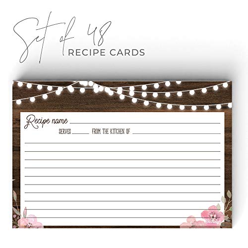 Wood And Lights Rustic Recipe Cards From Dashleigh, 48 Cards, 4X6 Inches, Water-Resistant #TOP7