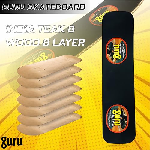 Image of GURU Skateboard, Wooden Non-Slip Skateboard for Kids, Adult, Casterboard /Skate Board /Hoverboard /Longboard for Beginners, Learners, Training Purpose for All Age Group