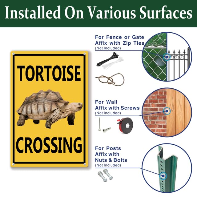 Panneau Tortoise Crossing - 30,5 X 30,5 Cm - En Aluminium Antirouille - Résistant Aux Intempéries Et à La Décoloration - Montage Facile - Utilisation En Extérieur Et En Intérieur