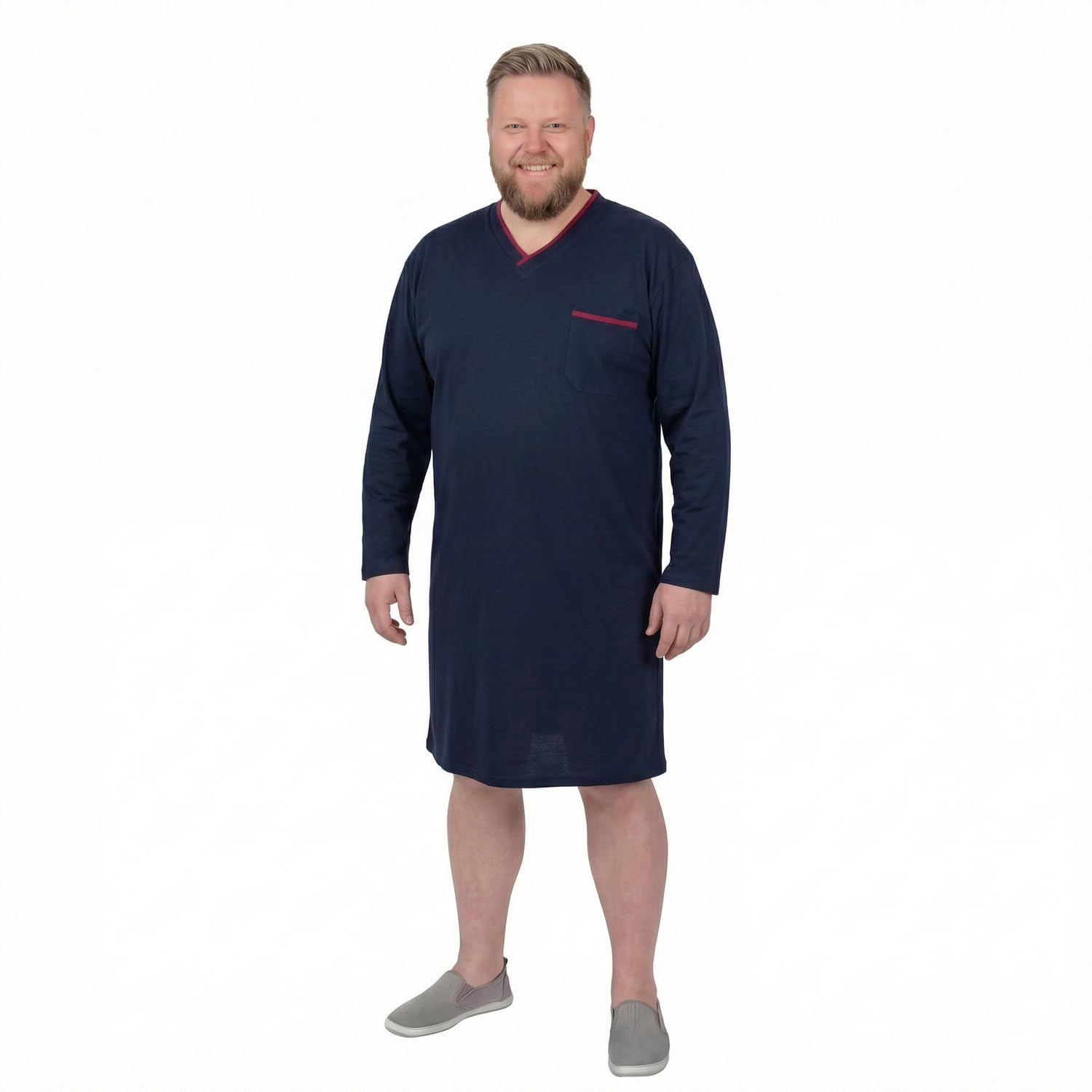 ADAMO Dunkelblaues Übergrößen Nachthemd, XXL bis 10XL