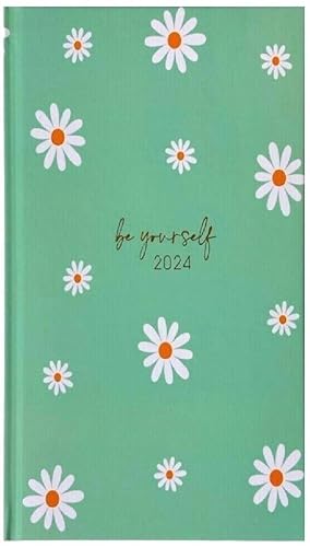 2024 Diary Slim Week to View Fashion soft padded hardback vintage Diary (Cream With Stripes)