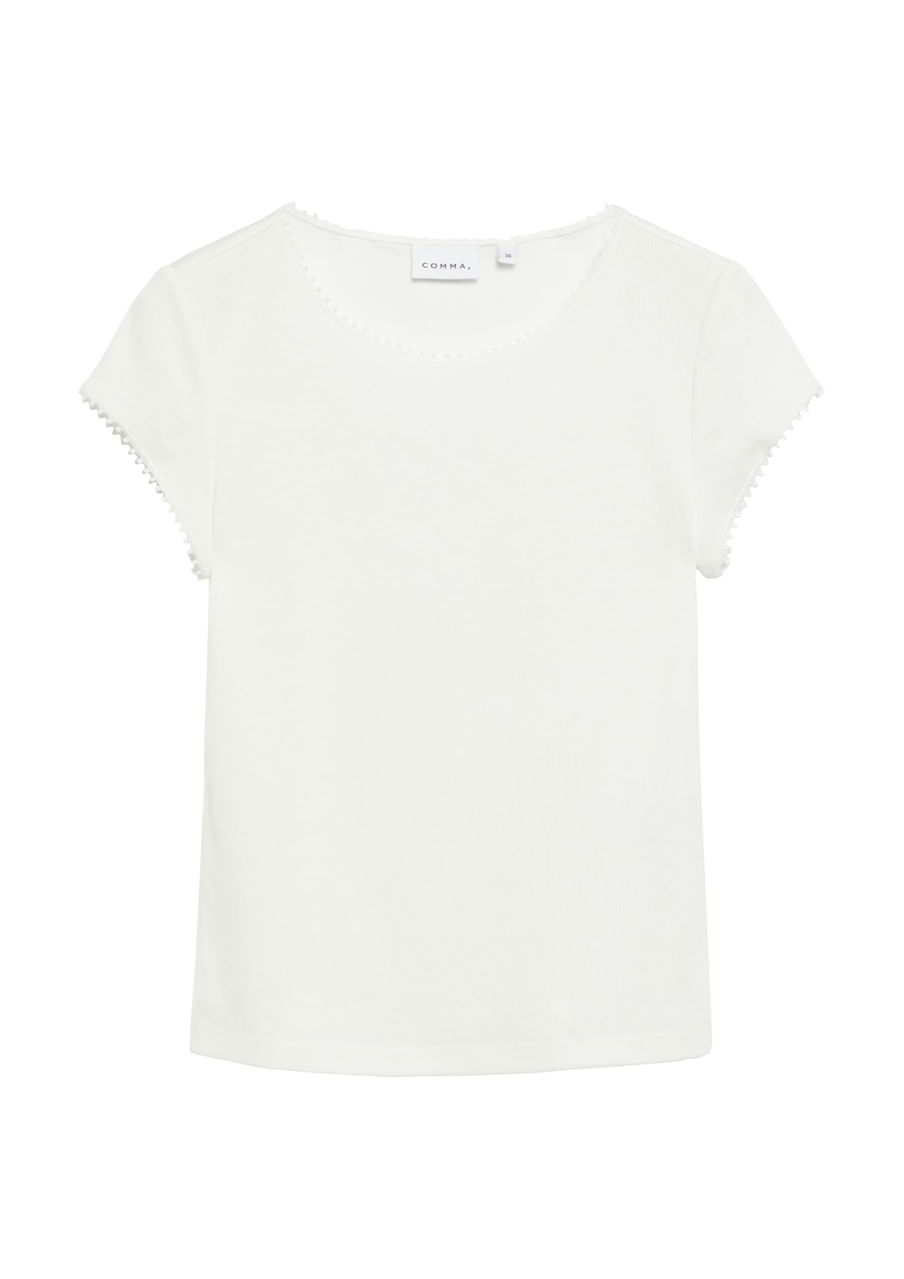 Comma Geripptes Rundhalsshirt mit Zierborte