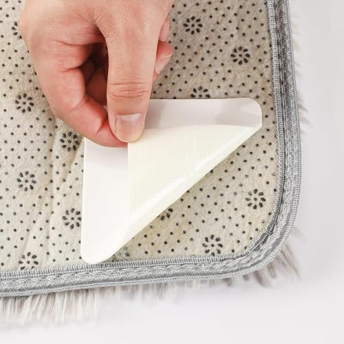 Antirutschmatte für Teppich, 12 Stück Teppich Antirutschunterlage 10x10cm, Weiße Antirutsch Pads mit Hafttechnologie, Waschbar und Wiederverwendbar