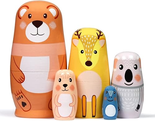 Tphon Muñecos de anidación de madera rusa Matryoshka para niños pequeños, juguetes hechos a mano, juego de muñecas apilables para niños, decoración