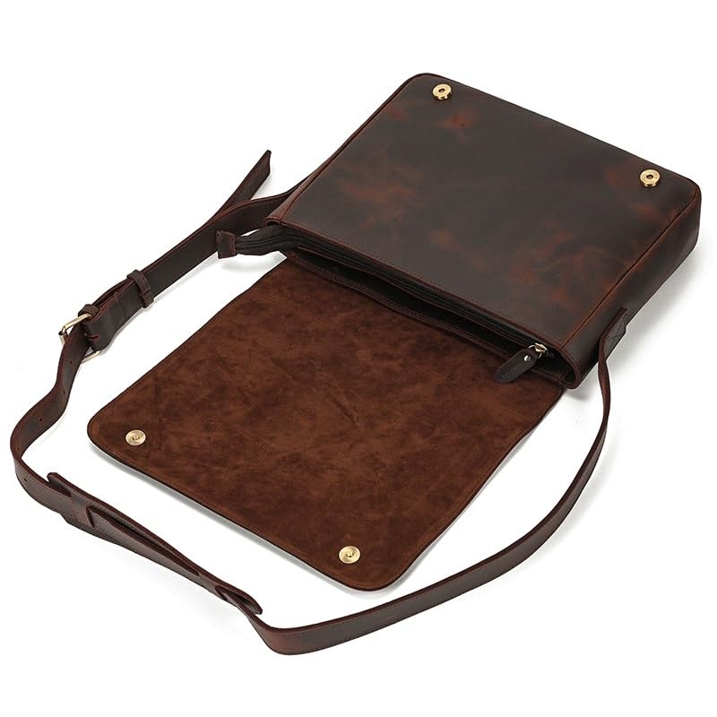 Vintage Crossbody Bag Large Clamshell Briefcase Large Capacity Shoulder Bag(White-Patch Five-Pointed star4)2