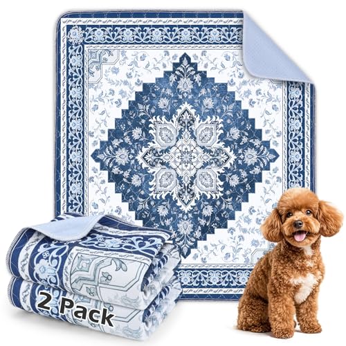 Image of INVENHO 2PACK Washable Pee Pads for Dogs, Reusable Dog Pads Upgrade Non-Slip Dog Pee Pads Heavy Absorbency Puppy Pee Pads Quick Dry Whelping Pads /Waterproof Puppy Training Pad