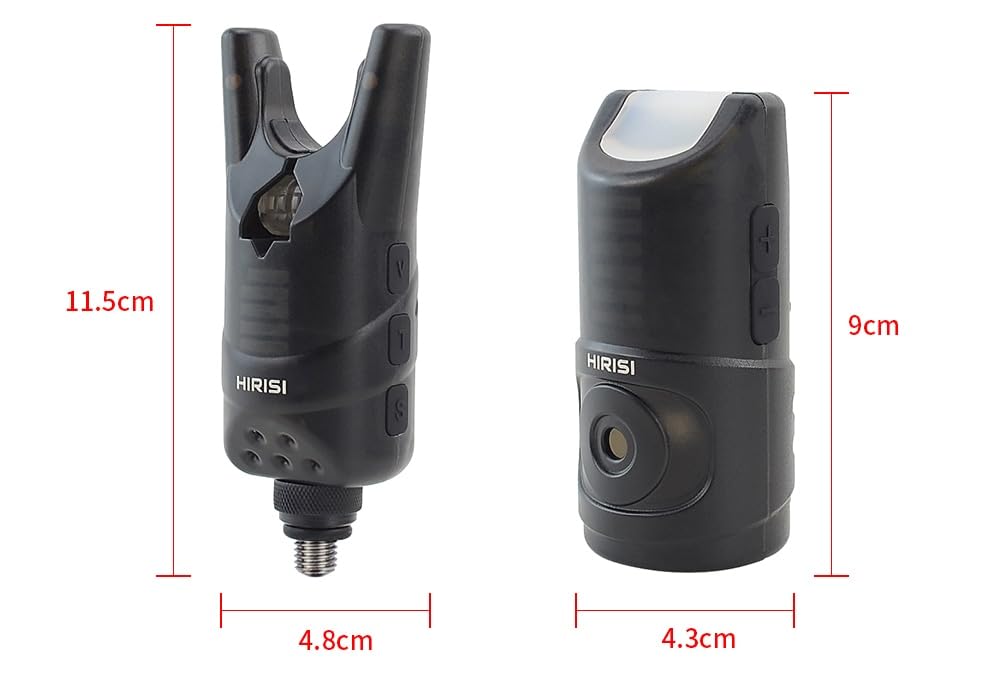 TMC Lot de 4 détecteurs de morsure sans fil pour carpe avec LED roulantes, prises jack 2,5 mm, mémoire LED 20 secondes, livré dans un étui