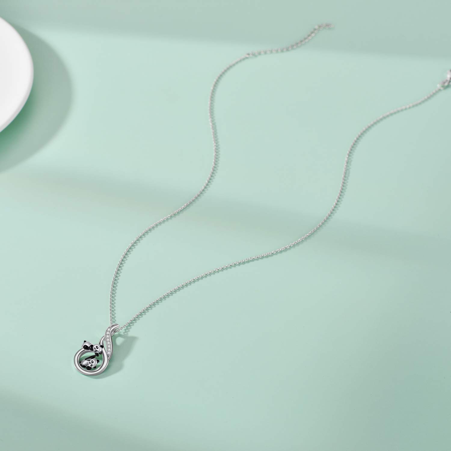 LONAGO Collana con Animali 925 Sterline D'argento Coniglio Volpe Pinguino Mamma Orso Elefante Panda Pendente Collana Gioielleria