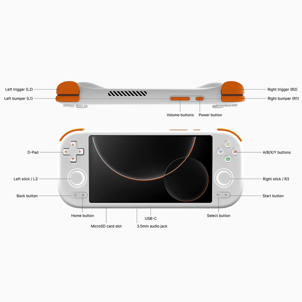 MANGMI AIR X Console di gioco portatile Android, Snapdragon 662, schermo IPS FHD 1080p da 5,5 pollici, 4 GB+64 GB, joystick e trigger RGB effetto Hall, batteria 5000 mAh, Android 14 per giochi retrò e