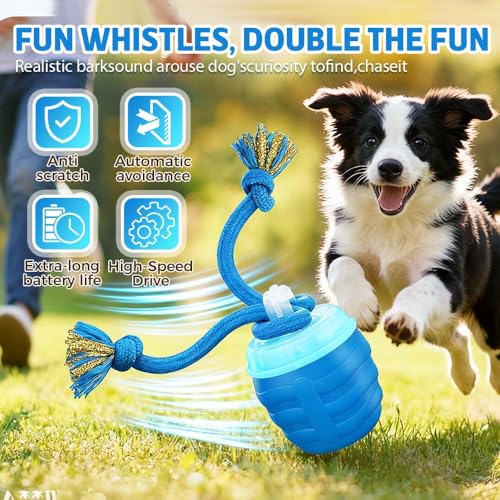 Interactive Dog Toys, 2026 Upgraded Motion Activated Squeaky Cat Balls, 360° Smart Automatic Rolling Moving for Bored Pet Cats Dogs, Interactive Dog Balls (Blue)