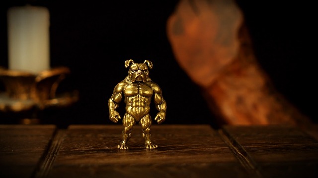 Figura Decorativa Bulldog Muscular de Latón Retro miniatura 7