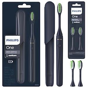Philips One by Sonicare Battery Toothbrush, Brush Head Bundle, Midnight Blue, BD1002/AZ