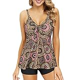 Material: Dieser Tankini ist aus schnelltrocknendem, weichem, dehnbarem, atmungsaktivem, chlorbeständigem und farbechtem, hautfreundlichem Material gefertigt, das Sie nicht einengt, wenn Sie sich bewegen.Sie werden sich weich, leicht, atmungsaktiv und bequem fühlen, wenn Sie ihn tragen.Ausgezeichnete Materialien und hervorragende Verarbeitung machen die Haut bei heißem Wetter sehr kühl.