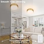 2Pack LED Flush Mount Ceiling Light Fixture 13" 20W, 3000/4000/5000K Color Selectable, Dimmable Ceiling Lamp for Kitchen, Hallway, Stairwell, Gold, ETL - Image 3