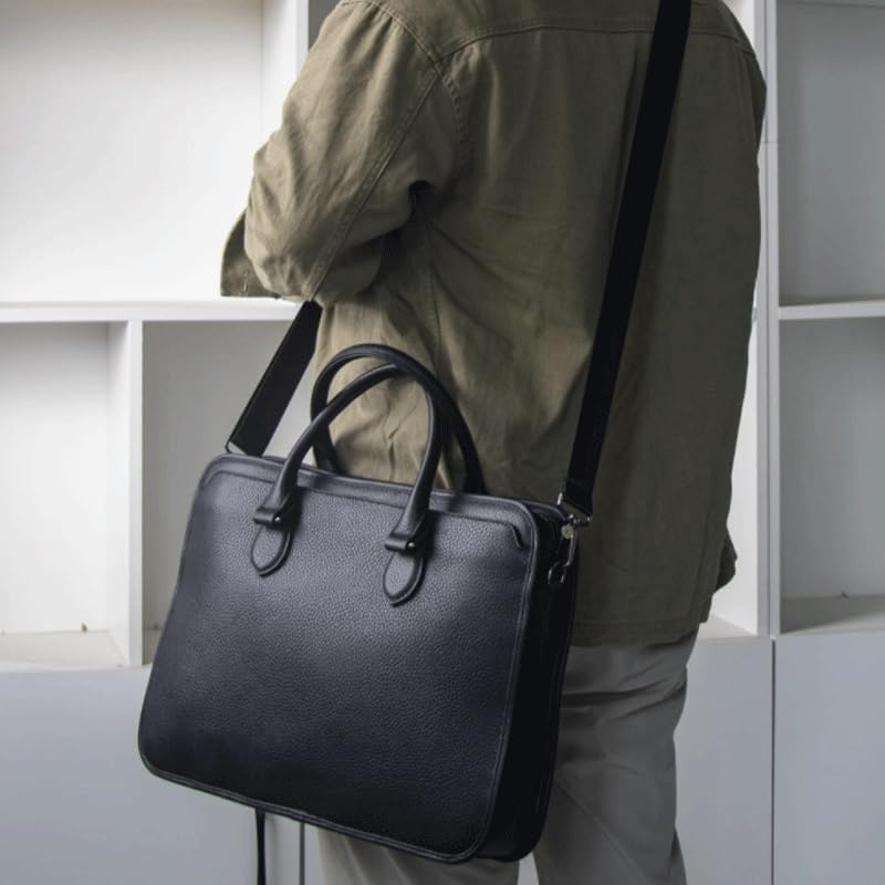 Nordic Men's Horizontal Cowhide Crossbody Shoulder Bag Casual Business Briefcase for Office Commute3