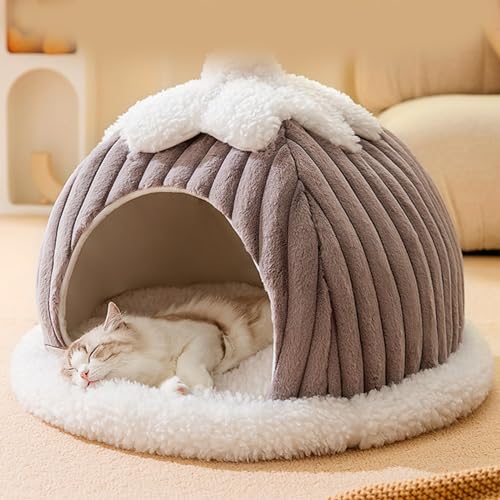 Lit pour chat en forme de citrouille lavable en peluche douce et chaude