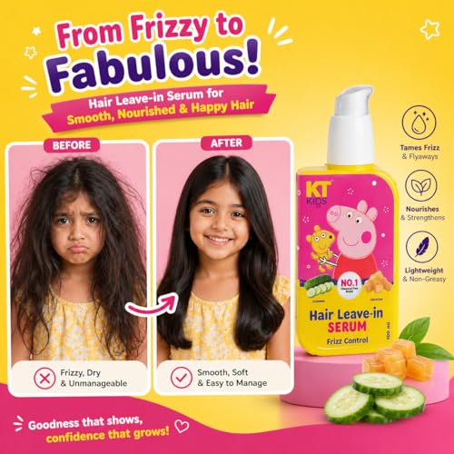 Image of Hair Peppa Pig Leave-In Serum | Frizz-Free Smooth Hair | Age-Specific Formulation | Aloe Vera & Cucumber Extract | 100ml