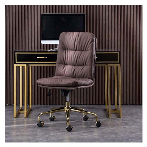 Silla de trabajo Silla de escritorio para PC de oficina con respaldo alto sin reposabrazos, silla giratoria de altura ajustable direccional suave de cuero PU base de metal Sillas de Oficina (G)