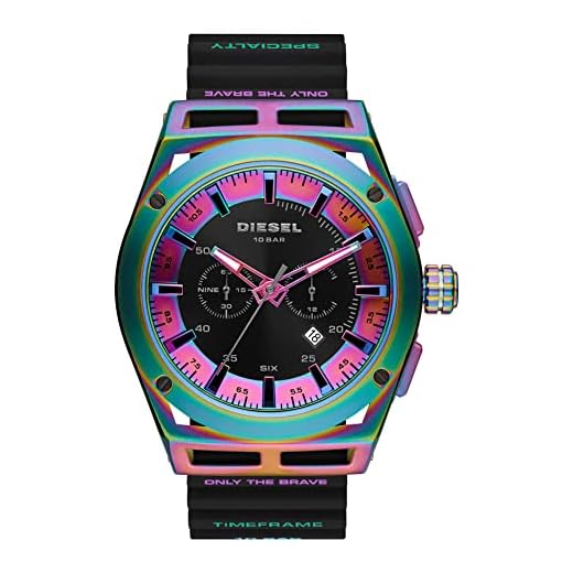 Diesel Timeframe Montre pour Hommes, Mouvement Chronographe avec Bracelet en Silicone, Acier Inoxydable ou Cuir, Spectre, 48mm