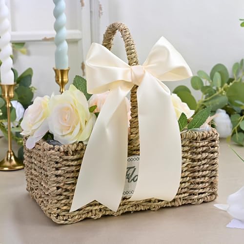 Image of Cream Satin Ribbon 3 inch X 15 Yards Polyester Ribbon for Gift Wrapping Very Suitable for Weddings Party Hair Bow Invitation Decorations and More