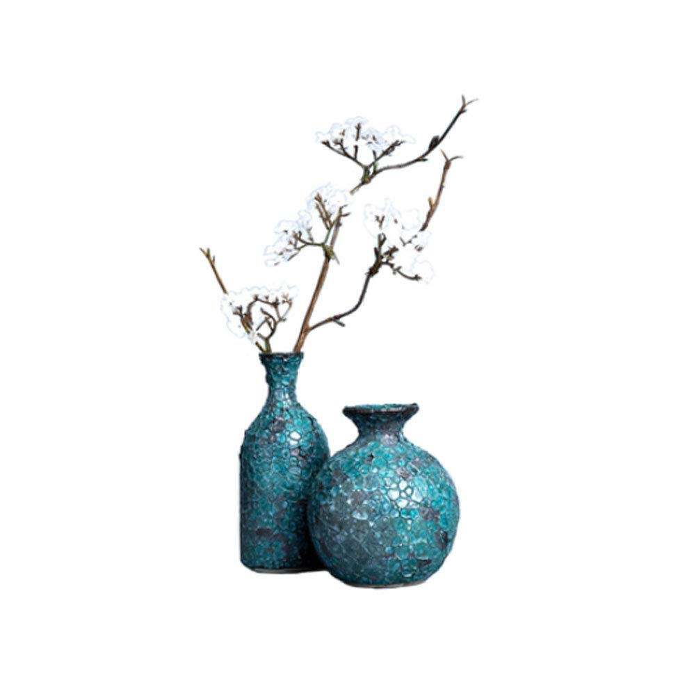 Maya Star Vaso In Ceramica Blu Stile Giapponese - Decorazione Moderna Minimalista Fatta A Mano (13,8x11 Cm)