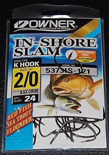 Owner 5373IS-121 in Shore Slam Size 2/0 K Hooks 24 Pack Flounder Red Fish Trout