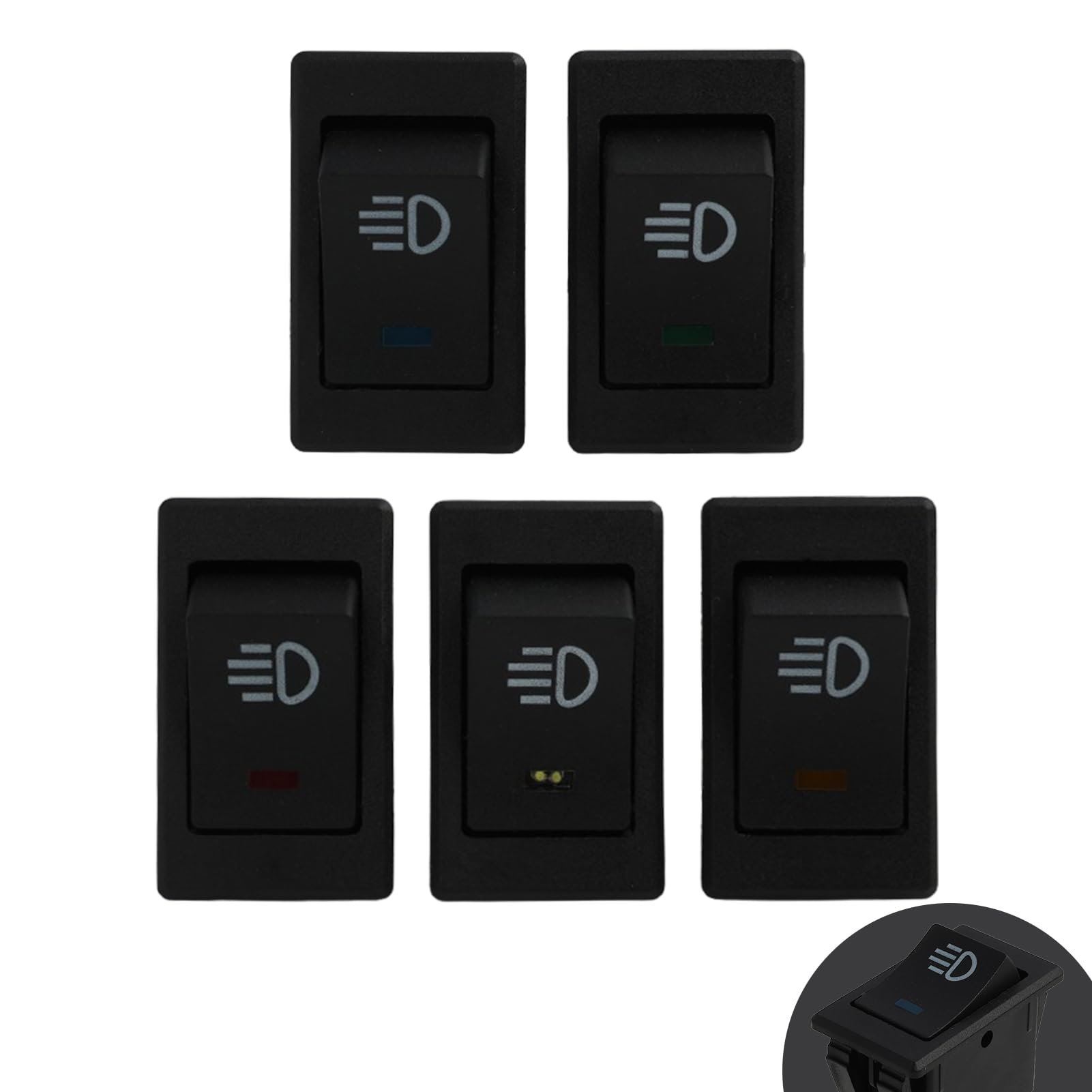 Waterproof LED Switch 35A 12V, Illuminated 4 Pin Toggle Switch, Suitable for Headlights and Fog Lights, Universal for Most Cars, Dimensions 42 x 22 x 38 mm, High Durability