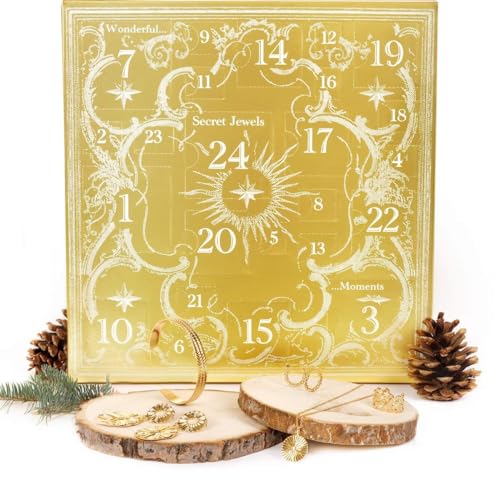 Adventskalender 2023 Gold - 24 Stück Goldschmuck
