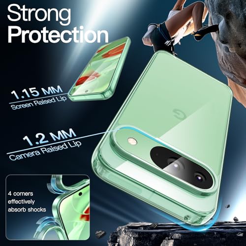 Image of JETech Cover Case for Google Pixel 9 /9 Pro 2024, Non-Yellowing Shockproof Bumper Protective Phone Cover, Anti-Scratch Hard PC Back (Wintergreen)