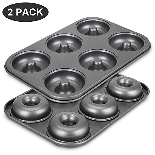 Donut Baking Pans, ENLOY Non-Stick 6-Cavity Donut Pan, BPA Free Carbon Steel Cake Baking Pan, Dishwasher Safe, Set of 2