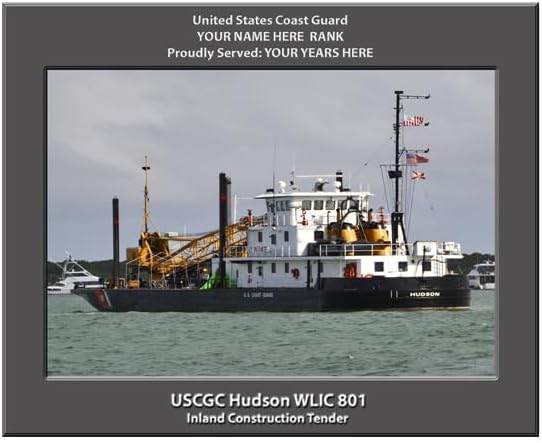 USCGC HudsonWLIC 801 Personalized Canvas Print, Coast Guard Photo, 11x14 Inch, Personalized Name and Rank, Made in USA