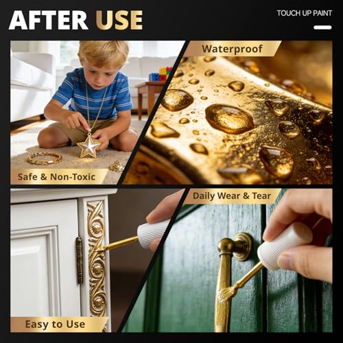 Image of DWIL Liquid Gold Leaf Paint - Multi Surface Gold Touch Up Paint Pen, Fast Drying Acrylic Metallic Finish, Scratch Repair for Metal, Wood, Craft, Canvas, Plastic, 1.5 Fl Oz (High Gloss)