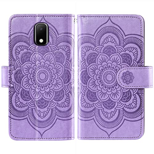 Asuwish Phone Case For Cricket Vision 3/Debut/At&T Calypso 1 2 Wallet Cover With Tempered Glass Screen Protector And Flower Flip Credit Card Holder Slot Cell Wireless 4G Lte U318Aa U319Aa Women Purple #TOP4