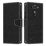 Shantime Leather Wallet Case Compatible with LG G3 Beat, Colorful Flip Cover with Card Holders Magnetic Closure Full Protection Shell(Black)