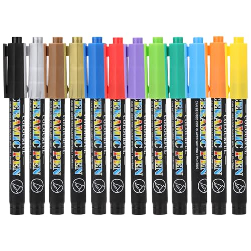 Bravien Feutre Acrylique pour Pierre et Céramique Set de 12 Couleurs Feutres Souples Peinture Graffiti Dessin Art Créatif Surfaces Multisupports Eau
